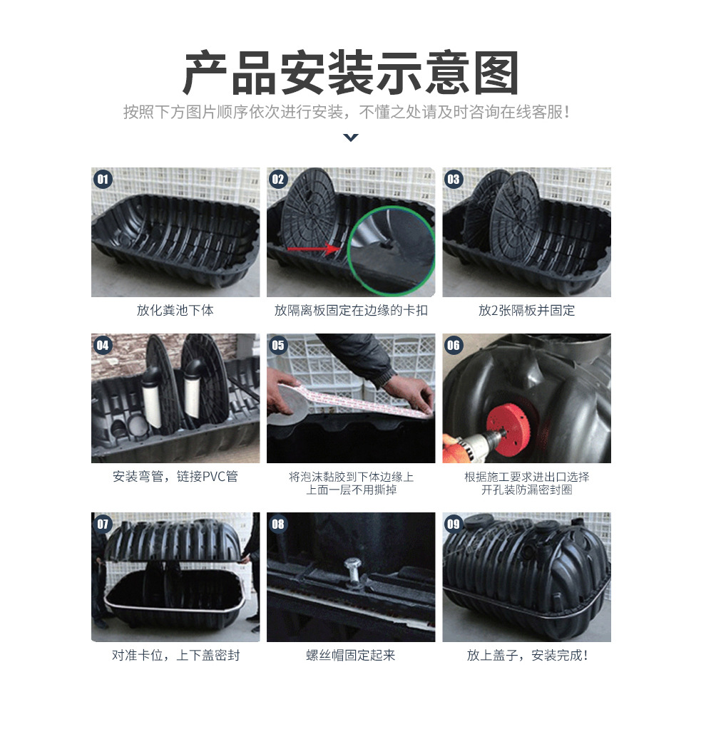 塑料三格（gé）化糞池（chí）安裝流程